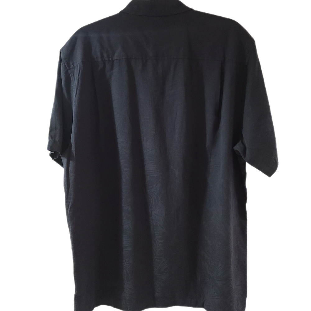 TOMMY BAHAMA Black on Black Palm Pattern Soft Relaxed Short Sleeve Collar L - Picture 11 of 11
